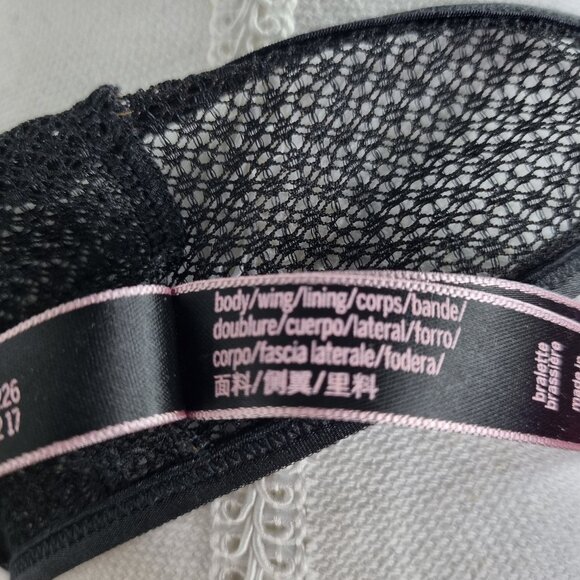 Victoria's Secret Black Lace Front-Clasp Strappy Racerback Bra Size M - Picture 8 of 9